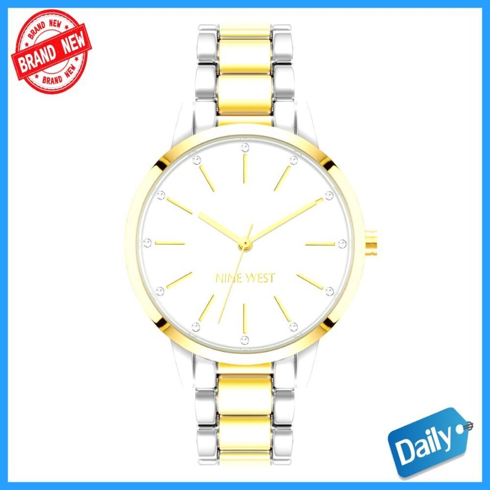 Crystal Accented Bracelet Watch with Mineral Lens, Adjustable Link